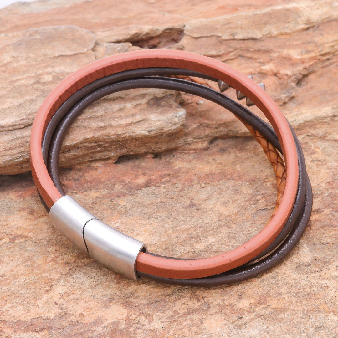 Leather Cord Bracelet in Brown from Thailand - Free Spirited in Brown