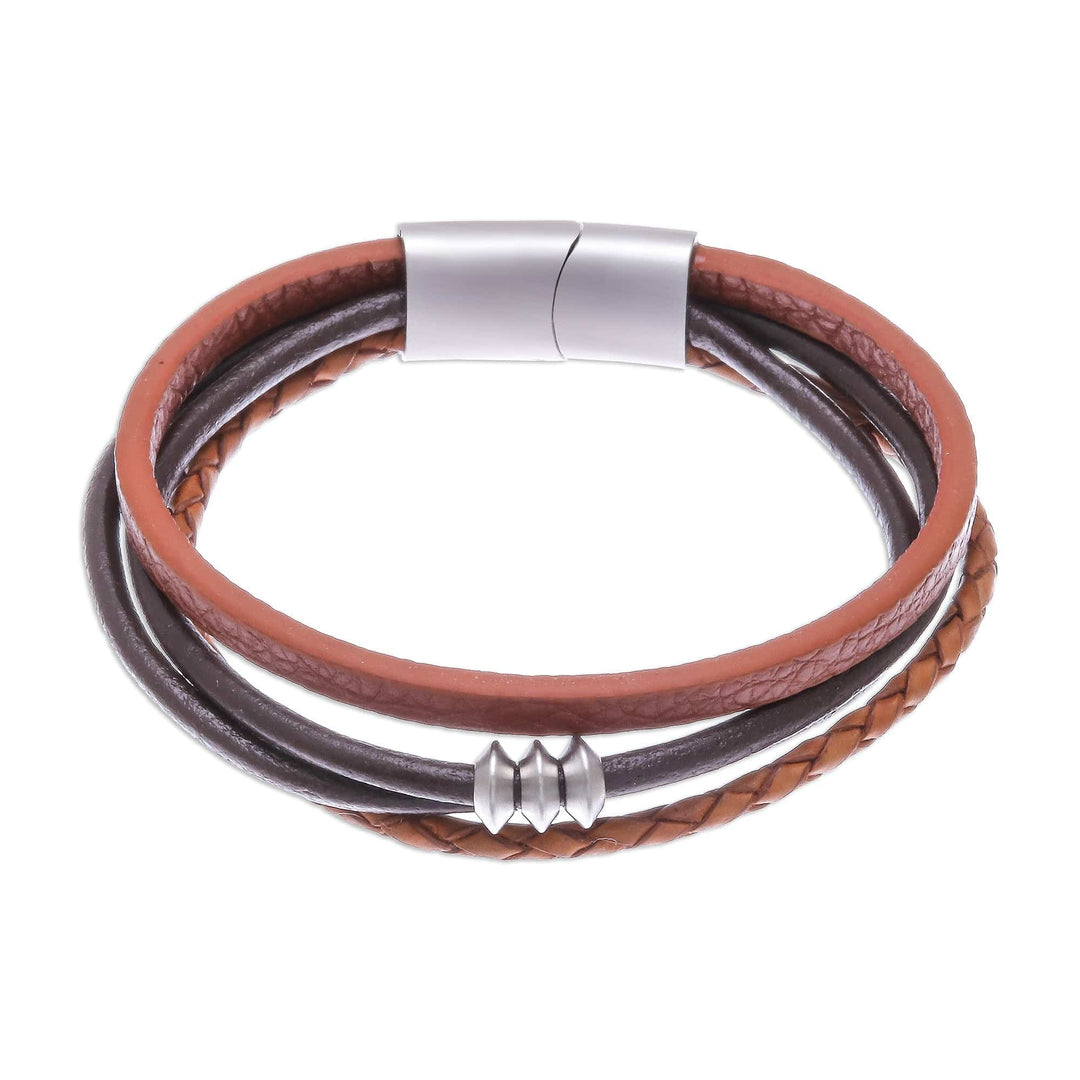 Leather Cord Bracelet in Brown from Thailand - Free Spirited in Brown
