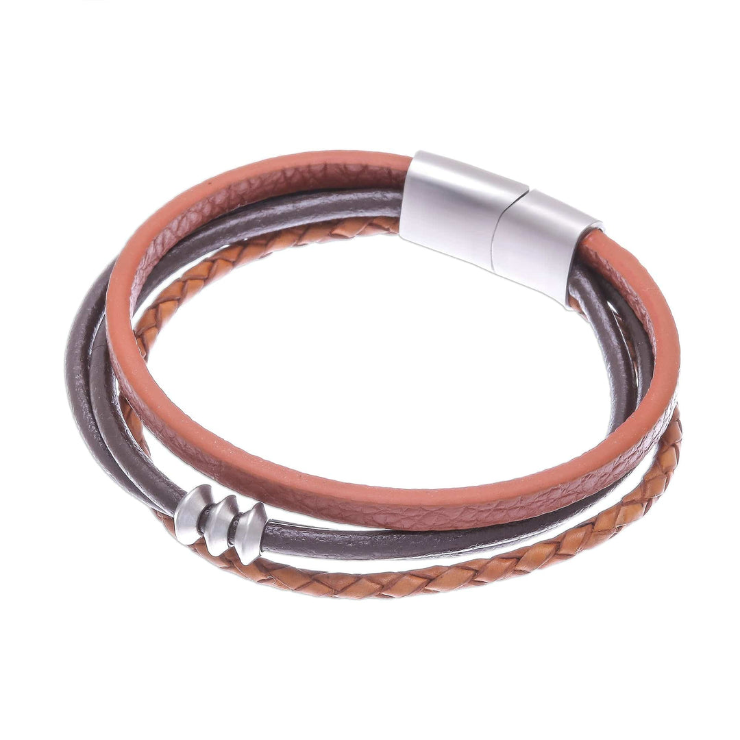 Leather Cord Bracelet in Brown from Thailand - Free Spirited in Brown
