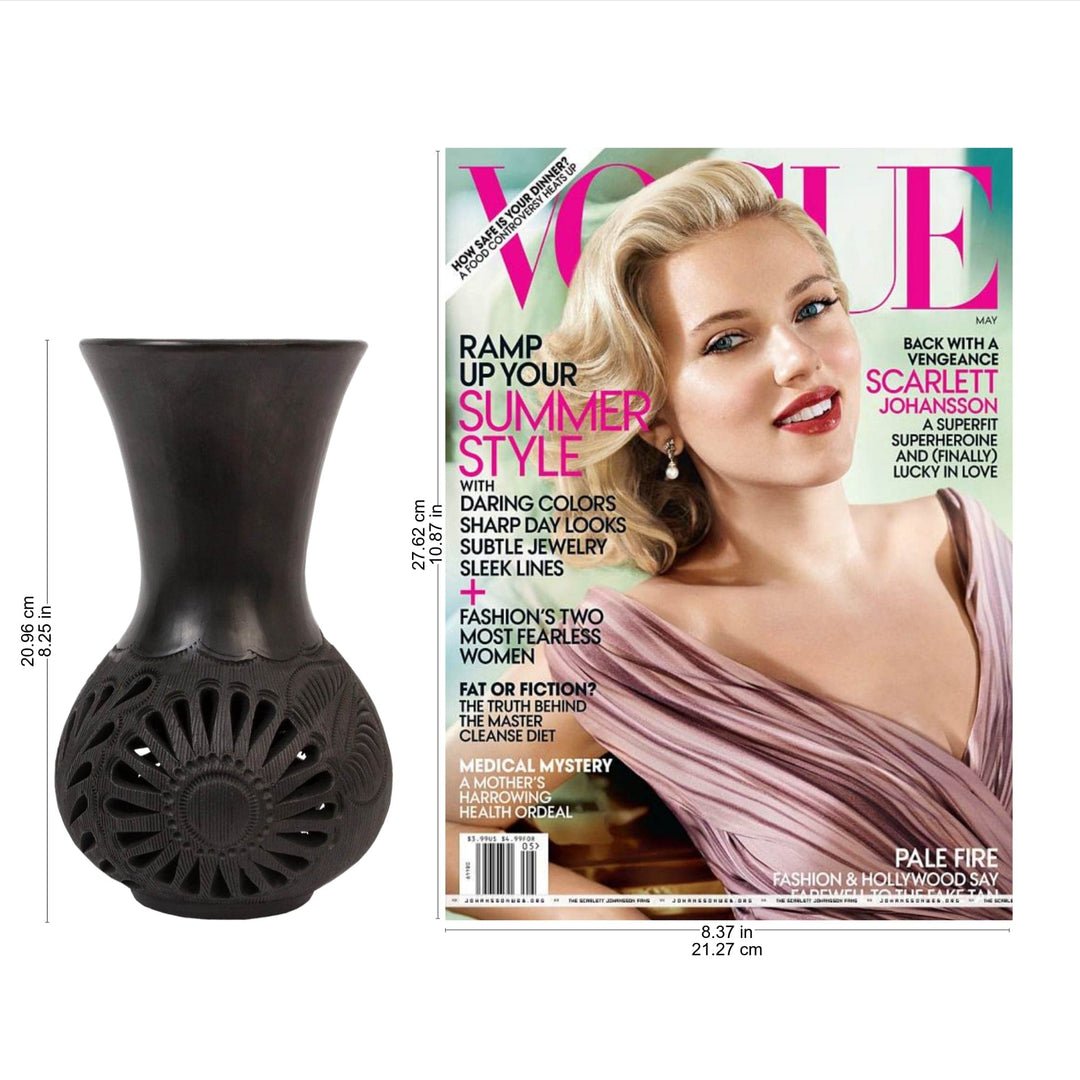 Floral Barro Negro Ceramic Decorative Vase - Barro Negro Rays