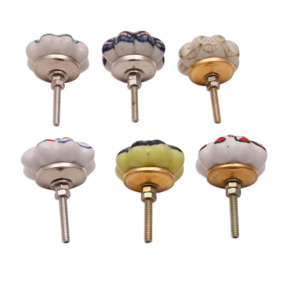 Floral Ceramic Knobs Crafted in (Set of 6) - Floral Homestead