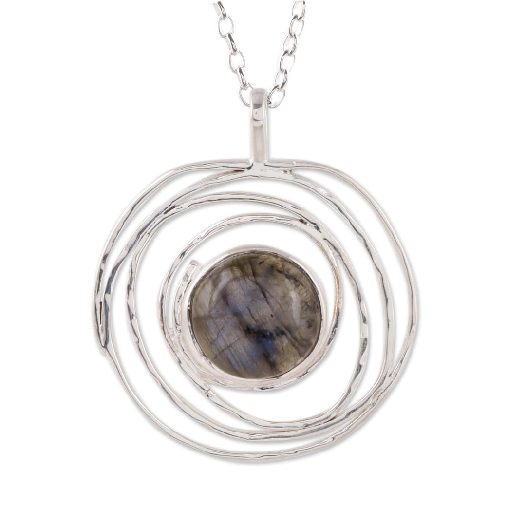Modern Labradorite Pendant Necklace from India - Galactic Beauty