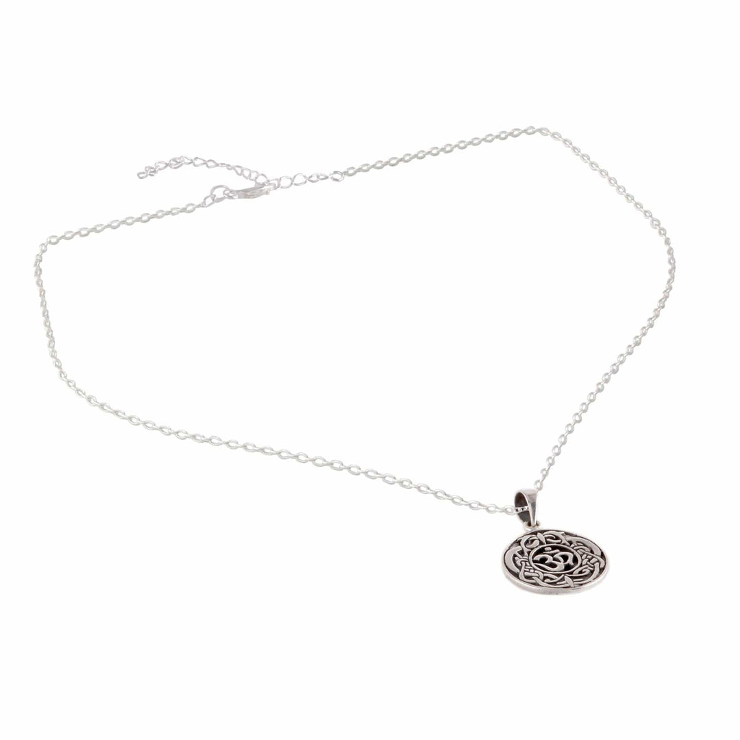 Celtic Om Sterling Silver Pendant Necklace from India - Om Pattern