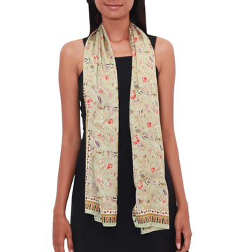 Laurel Batik Silk Scarf from Bali - Singa Laurel