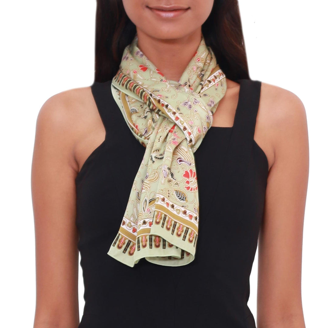 Laurel Batik Silk Scarf from Bali - Singa Laurel