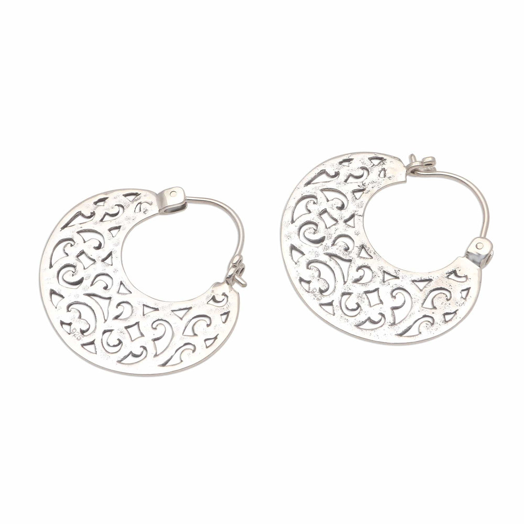 Openwork Sterling Silver Hoop Earrings from Bali - Beautiful Curves