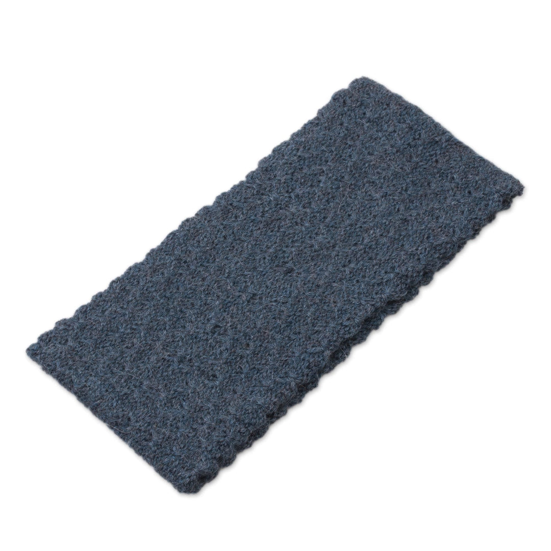 Wave Pattern 100% Baby Alpaca Headband in Teal from Peru - Passionate Waves in Teal