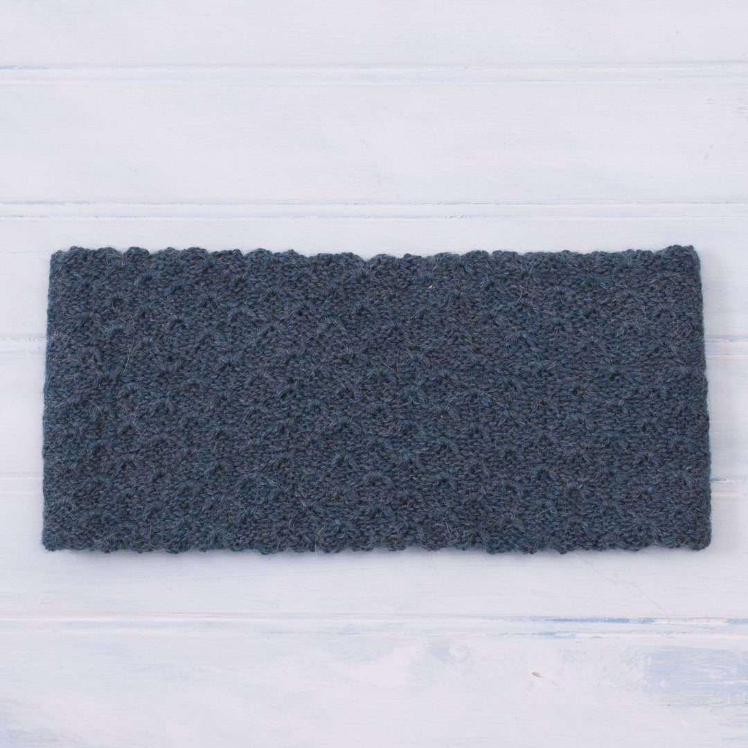 Wave Pattern 100% Baby Alpaca Headband in Teal from Peru - Passionate Waves in Teal