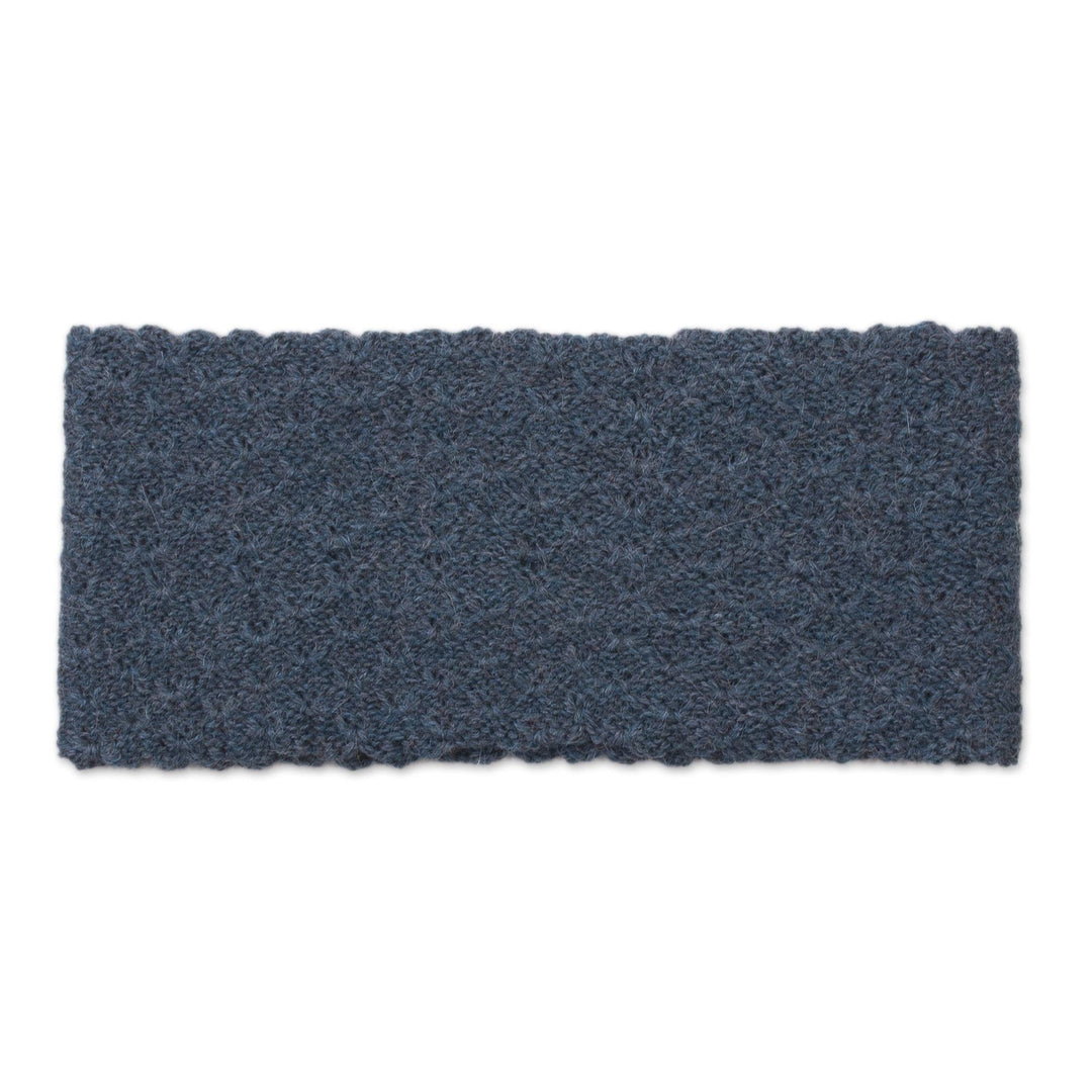 Wave Pattern 100% Baby Alpaca Headband in Teal from Peru - Passionate Waves in Teal