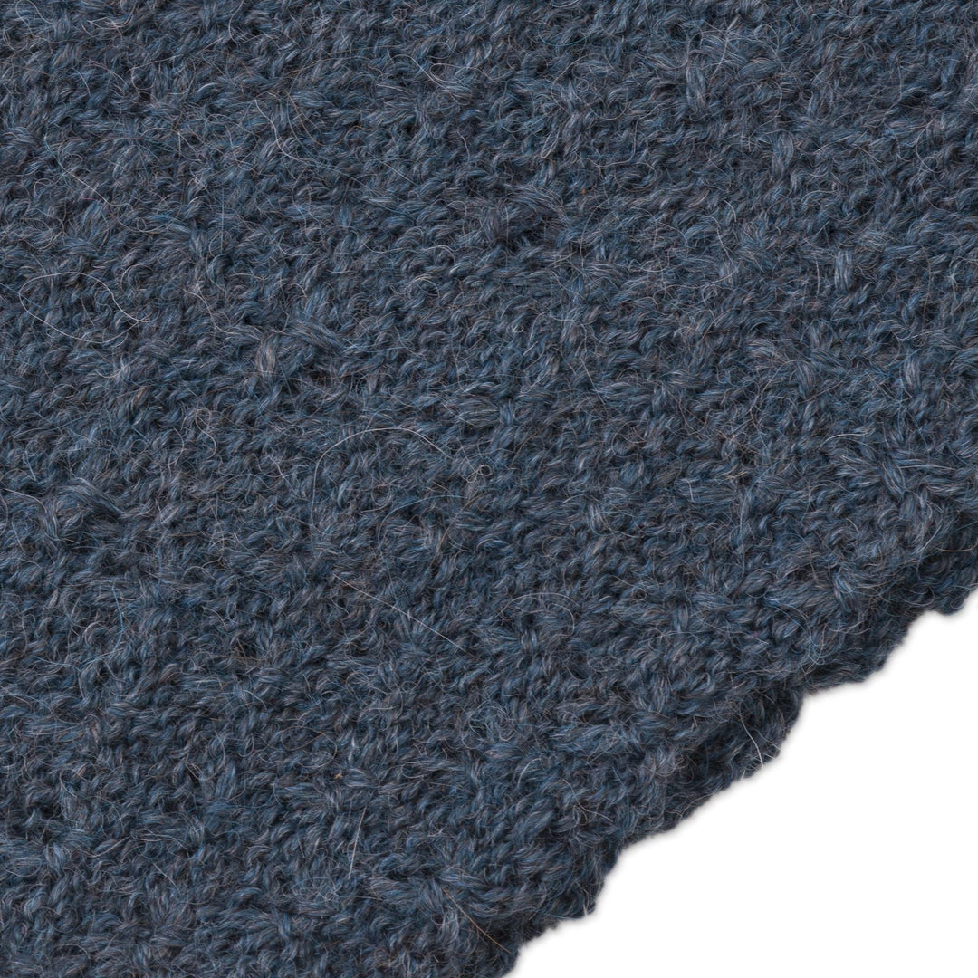 Wave Pattern 100% Baby Alpaca Headband in Teal from Peru - Passionate Waves in Teal