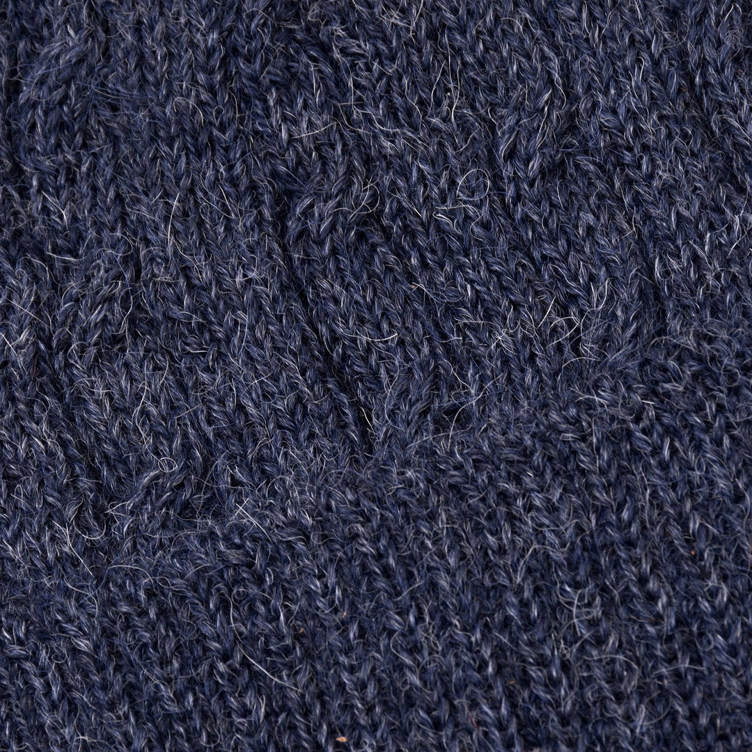 Cable-Knit 100% Alpaca Hat in Indigo from Peru - Indigo Braid Cascade