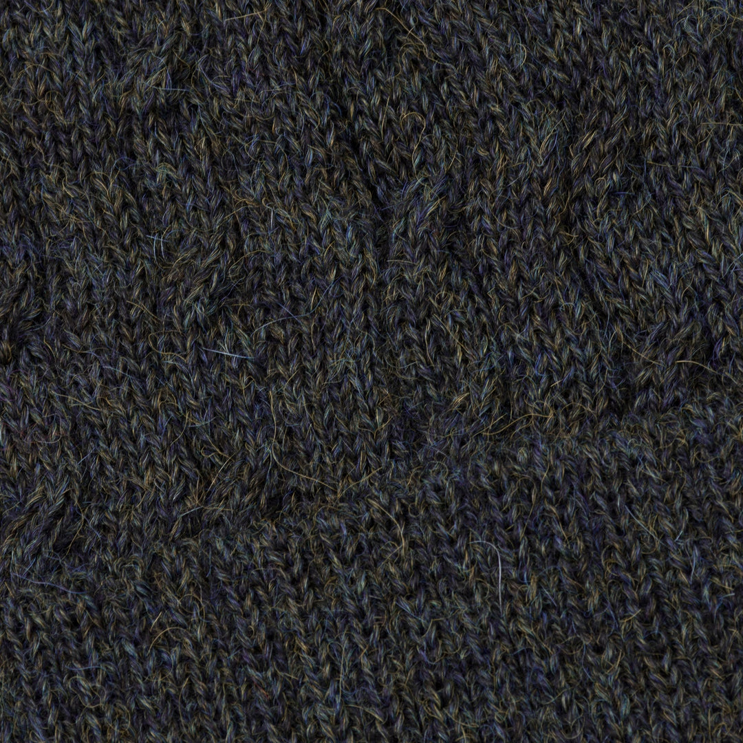 Cable-Knit 100% Alpaca Hat in Moss from Peru - Moss Braid Cascade