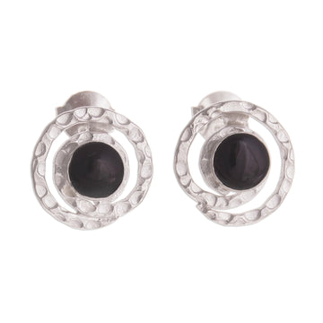 Modern Obsidian Stud Earrings - Cuzco Aura