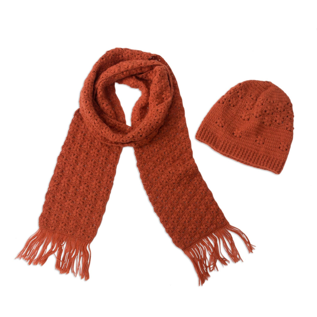 Hand-Crocheted Alpaca Blend Hat and Scarf in Salamander - Salamander Bliss
