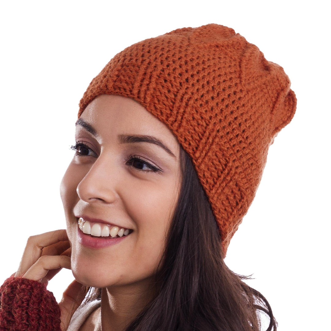 Floral Hand-Crocheted Alpaca Blend Hat from Peru - Chic Flower