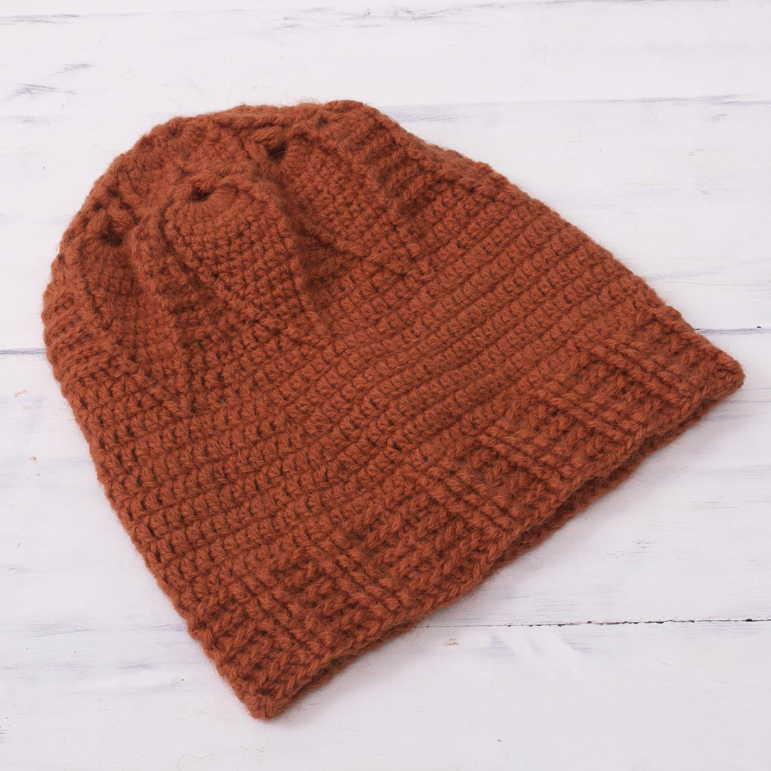Floral Hand-Crocheted Alpaca Blend Hat from Peru - Chic Flower