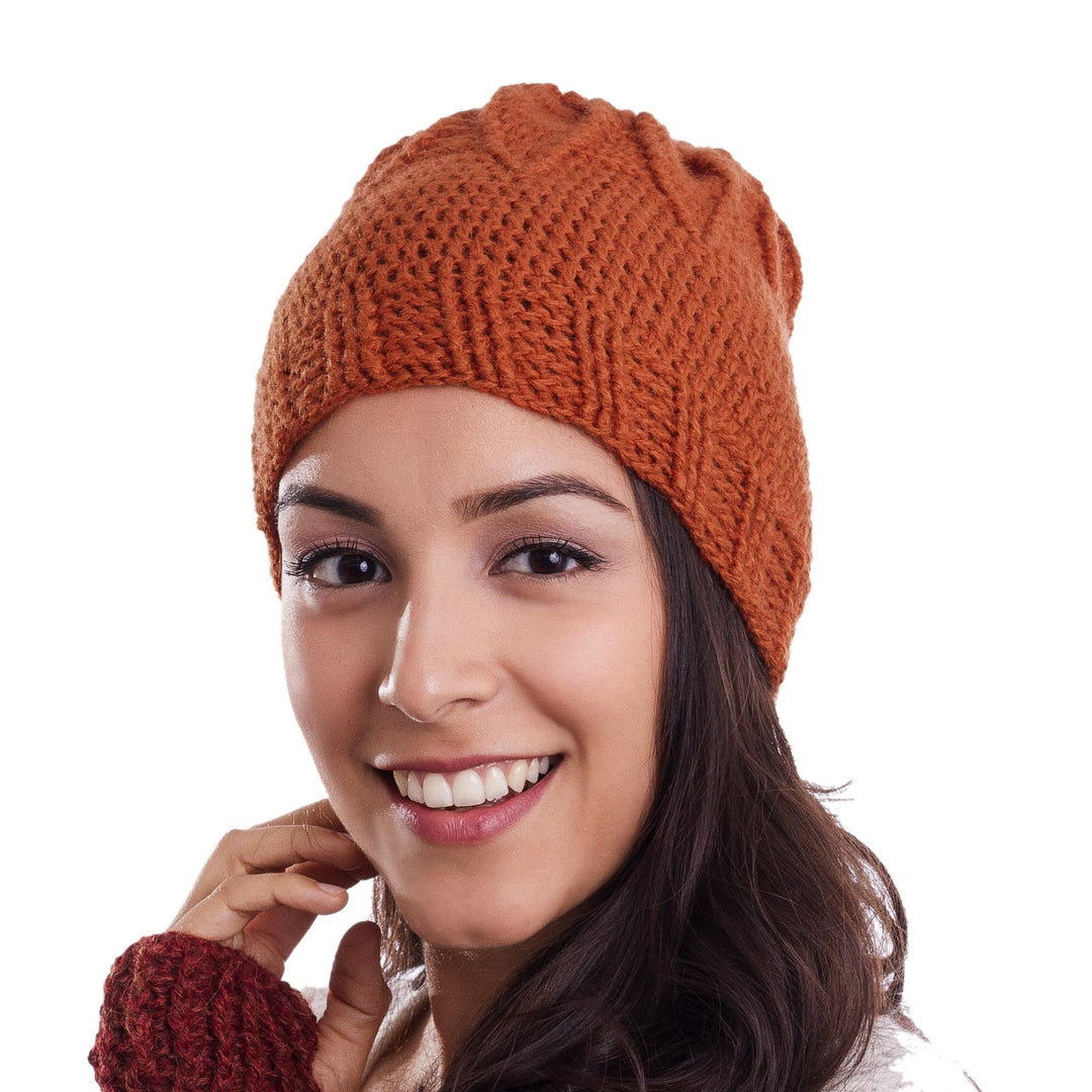 Floral Hand-Crocheted Alpaca Blend Hat from Peru - Chic Flower