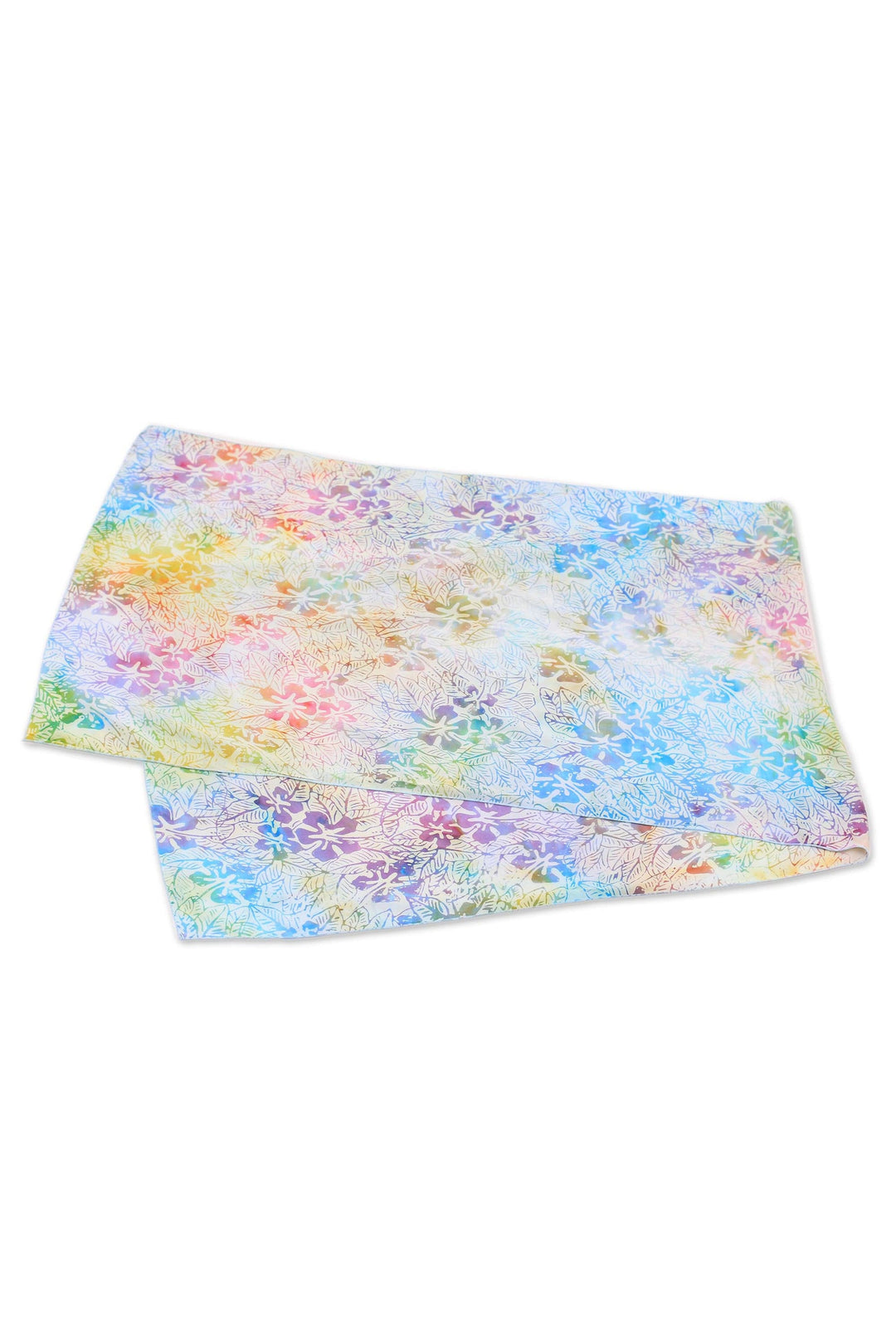 Hibiscus Flower Batik Rayon Shawl from Bali - Rainbow Hibiscus