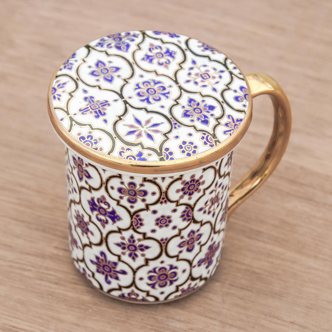 Gilded Benjarong Porcelain Lidded Mug from Thailand - Thai Royalty