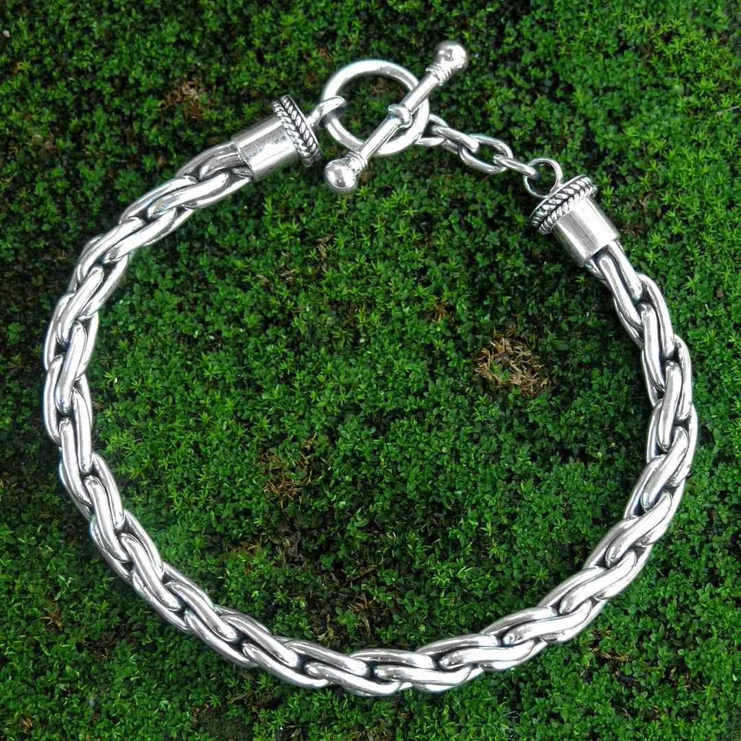 Handmade Braided Sterling Silver Chain Bracelet - Twist Sphere