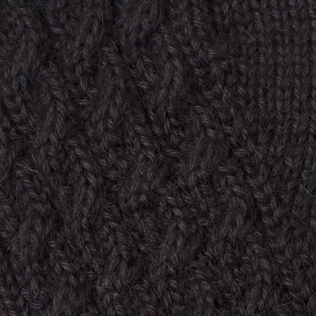 100% Alpaca Knit Gloves in Black from Peru - Winter Delight in Black