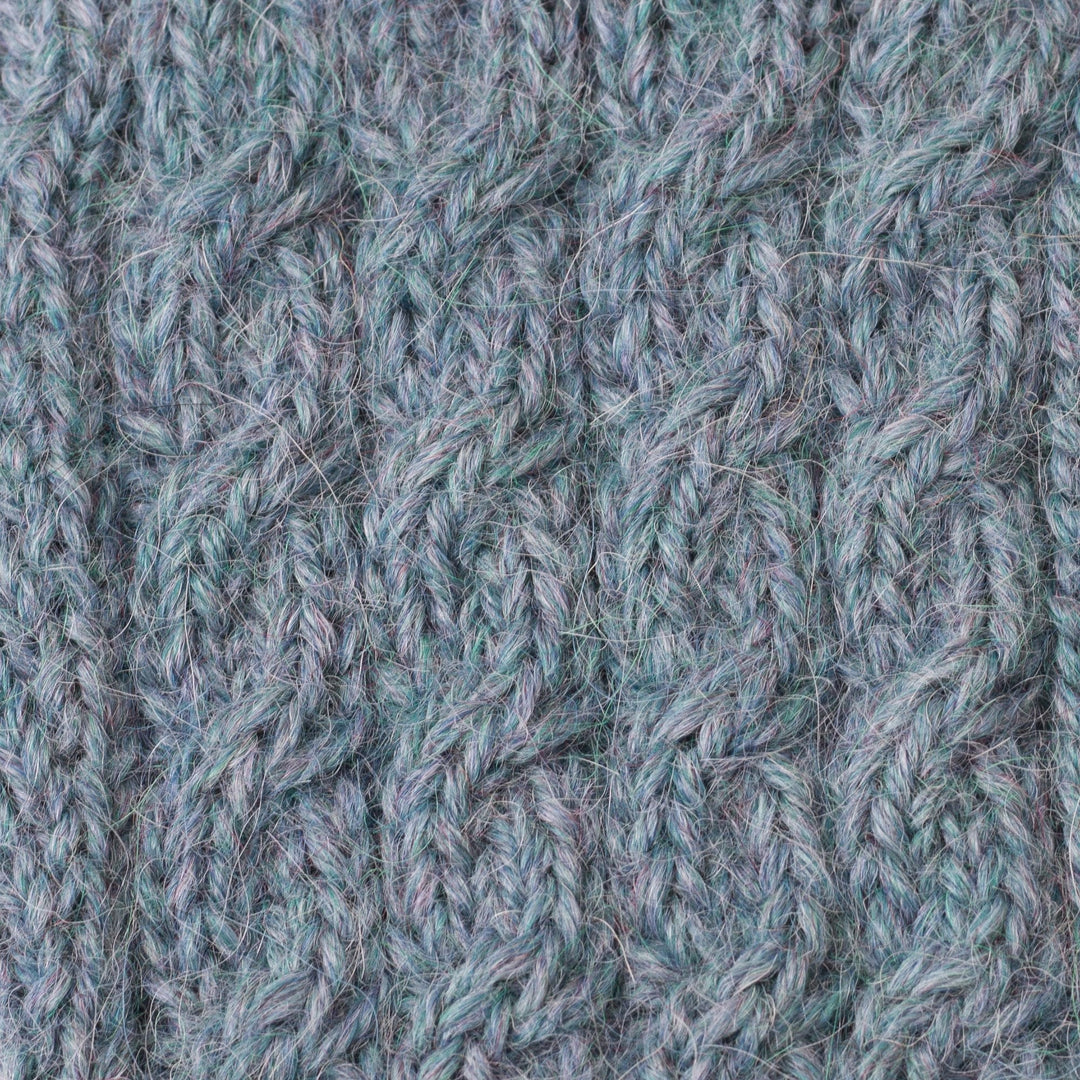 100% Alpaca Knit Gloves in Light Azure from Peru - Winter Delight in Light Azure