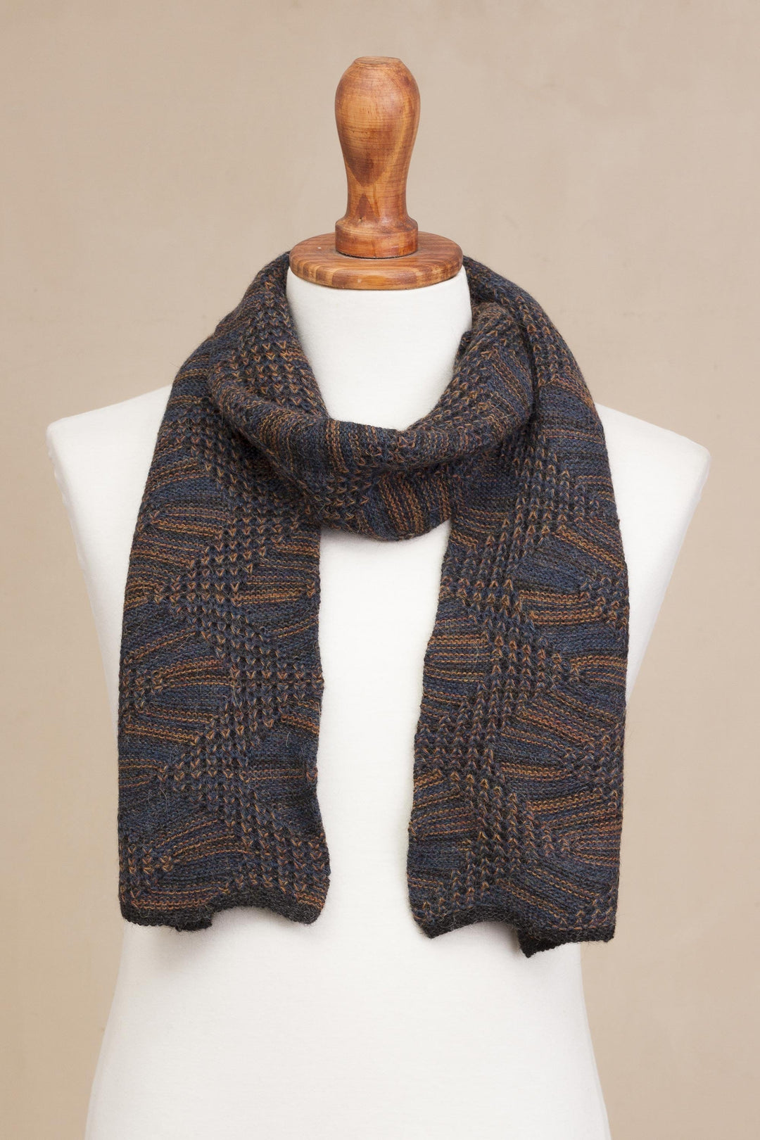 Azure and Sunrise 100% Alpaca Wrap Scarf from Peru - Warm Waves