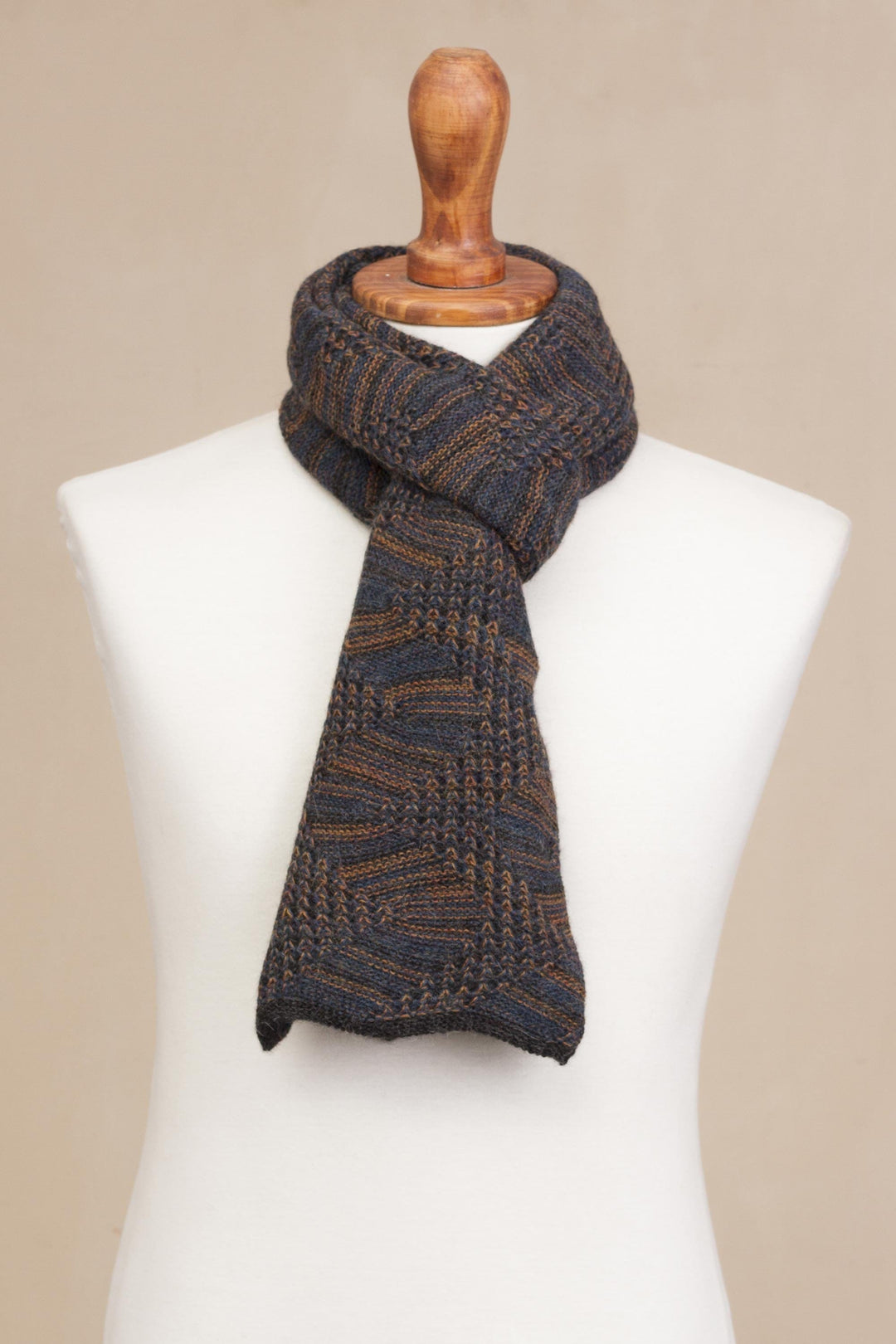 Azure and Sunrise 100% Alpaca Wrap Scarf from Peru - Warm Waves