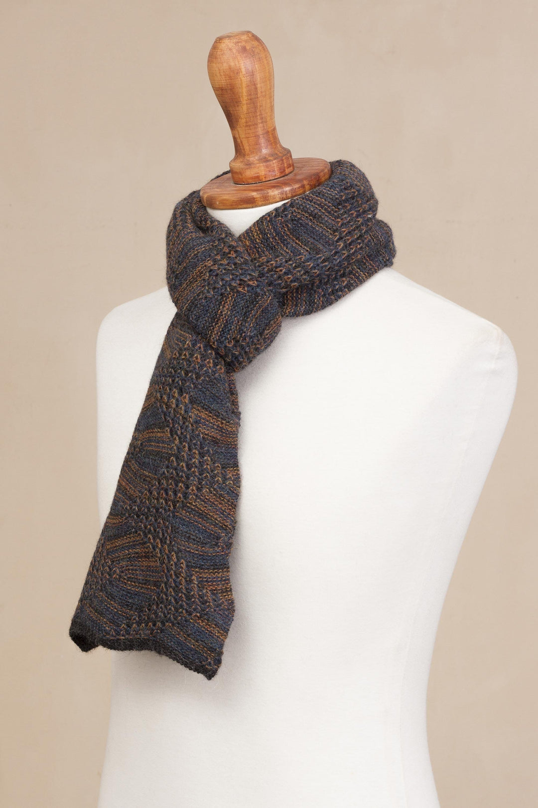 Azure and Sunrise 100% Alpaca Wrap Scarf from Peru - Warm Waves