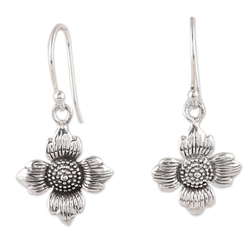 Floral Sterling Silver Dangle Earrings from Indai - Floral Eternity