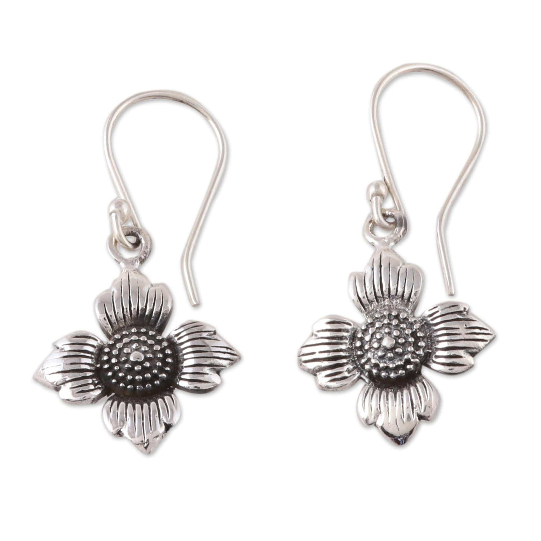 Floral Sterling Silver Dangle Earrings from Indai - Floral Eternity