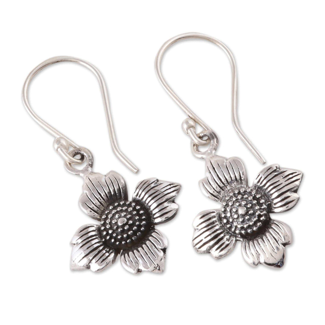 Floral Sterling Silver Dangle Earrings from Indai - Floral Eternity