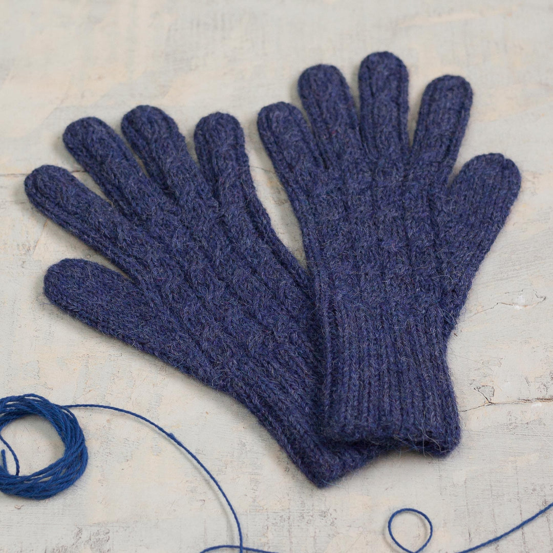 100% Alpaca Gloves in Indigo from Peru - Winter Delight in Indigo