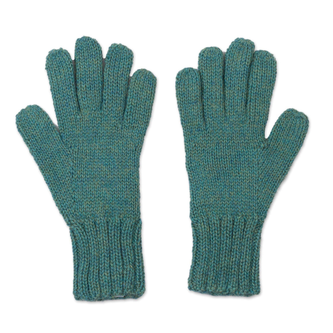 100% Alpaca Gloves in Jade from Peru - Winter Delight in Jade