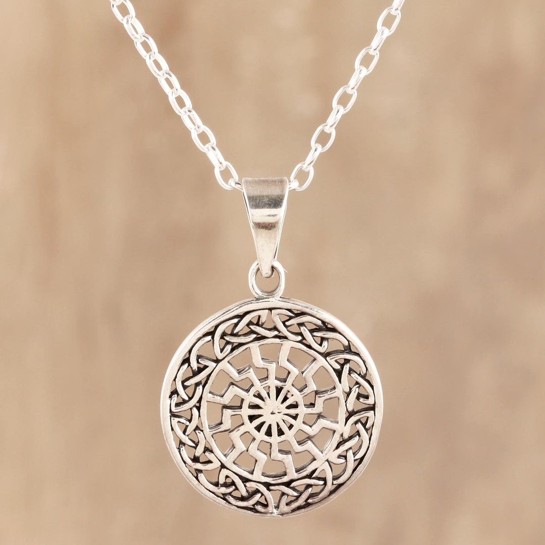 Celtic Pattern Sterling Silver Pendant Necklace - Celtic Chakra