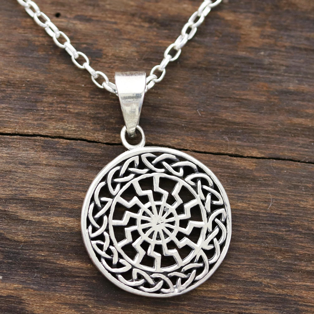 Celtic Pattern Sterling Silver Pendant Necklace - Celtic Chakra
