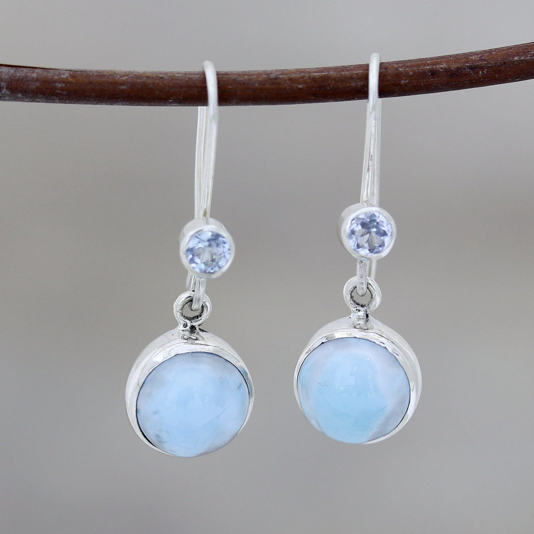 Lapis Lazuli and Blue Topaz Dangle Earrings - Blue Flair