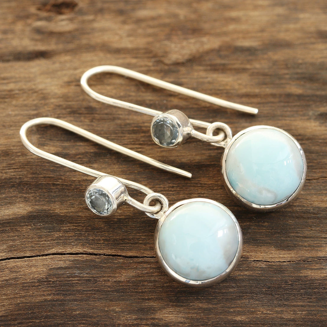 Lapis Lazuli and Blue Topaz Dangle Earrings - Blue Flair