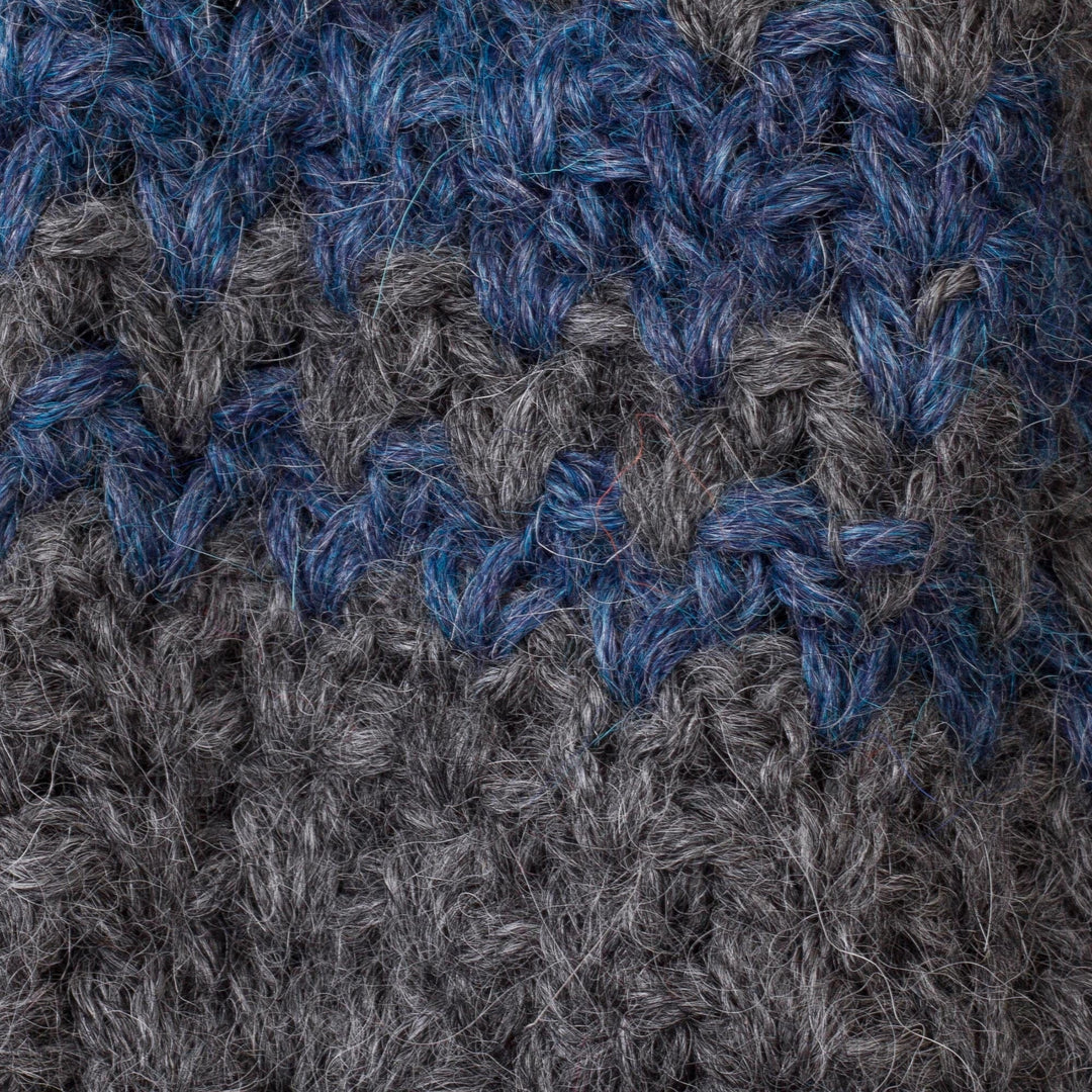 Striped Azure and Graphite 100% Alpaca Hat from Peru - Bold Adventure