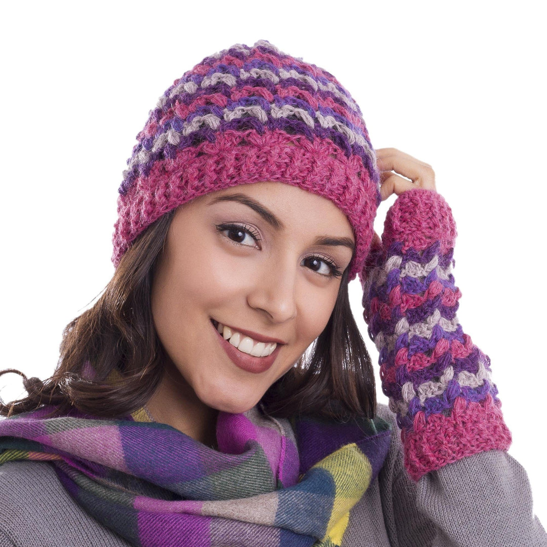 Striped 100% Alpaca Crocheted Hat from Peru - Striped Dream