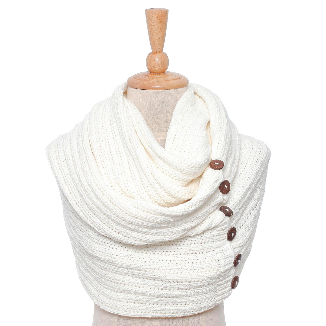 Knit Cotton Convertible Scarf in Snow White from Thailand - Dreamscape in Snow White