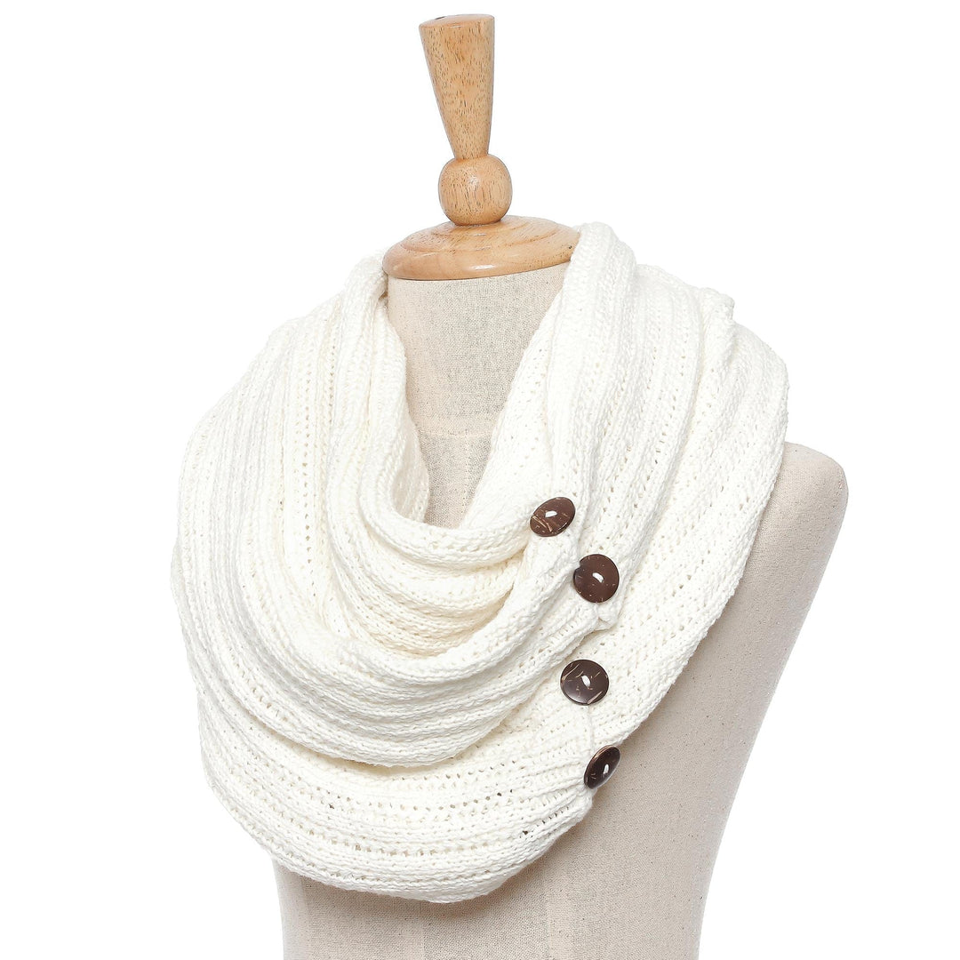 Knit Cotton Convertible Scarf in Snow White from Thailand - Dreamscape in Snow White