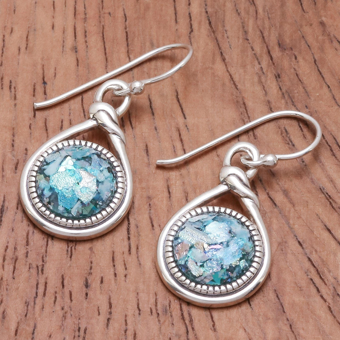 Knot Pattern Roman Glass Dangle Earrings from Thailand - Roman Knot