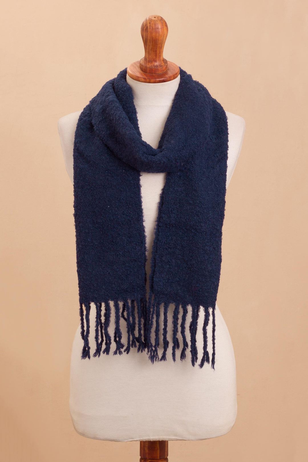 Alpaca Blend Wrap Scarf in Solid Indigo from Peru - Indigo Ocean