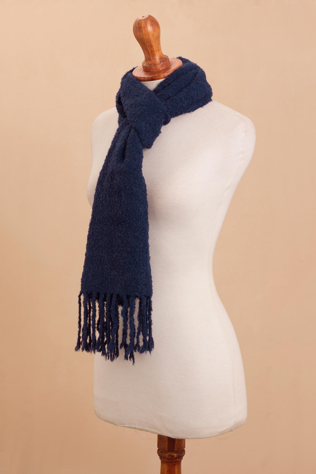 Alpaca Blend Wrap Scarf in Solid Indigo from Peru - Indigo Ocean