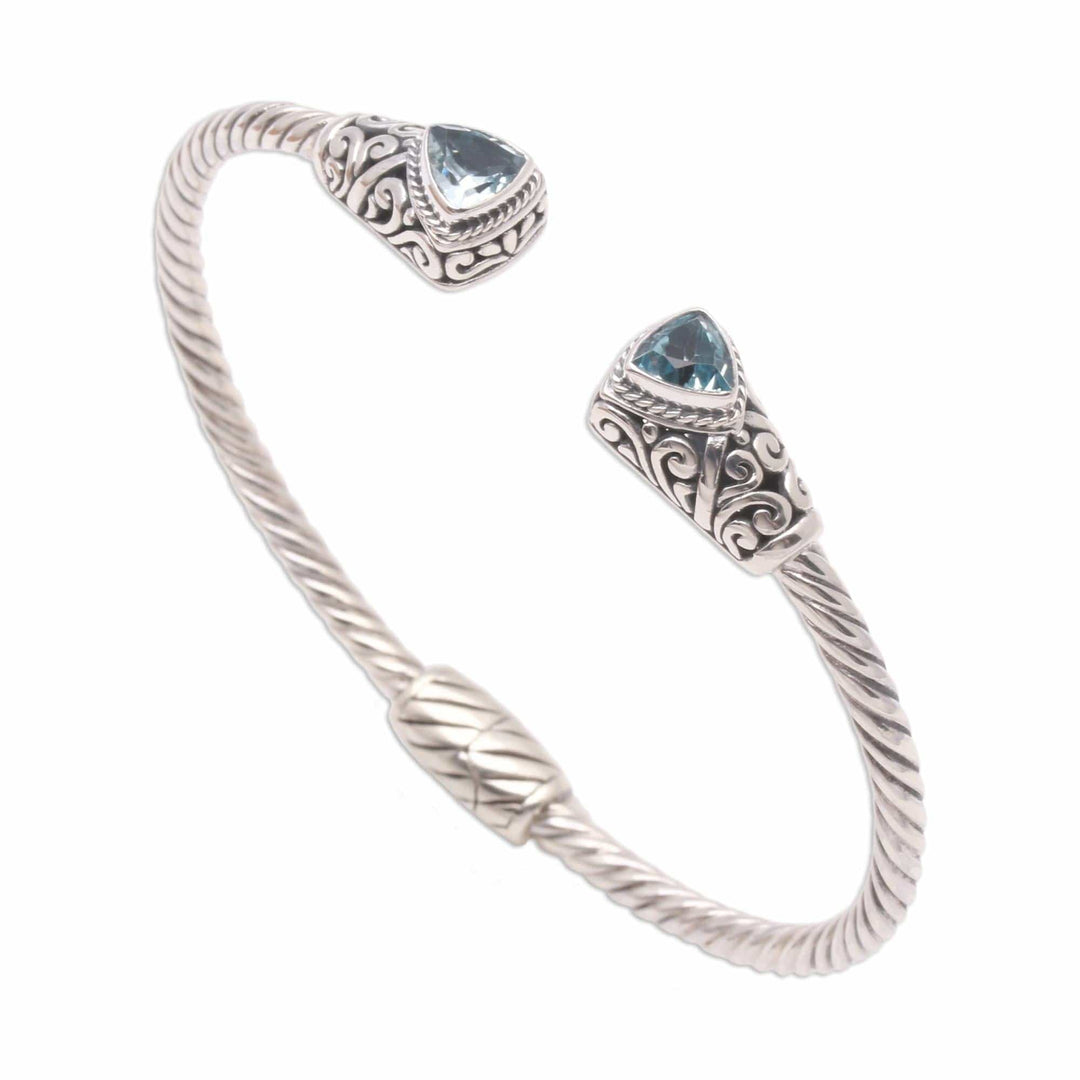 Handcrafted Blue Topaz and Sterling Silver Cuff Bracelet - Sky Hint