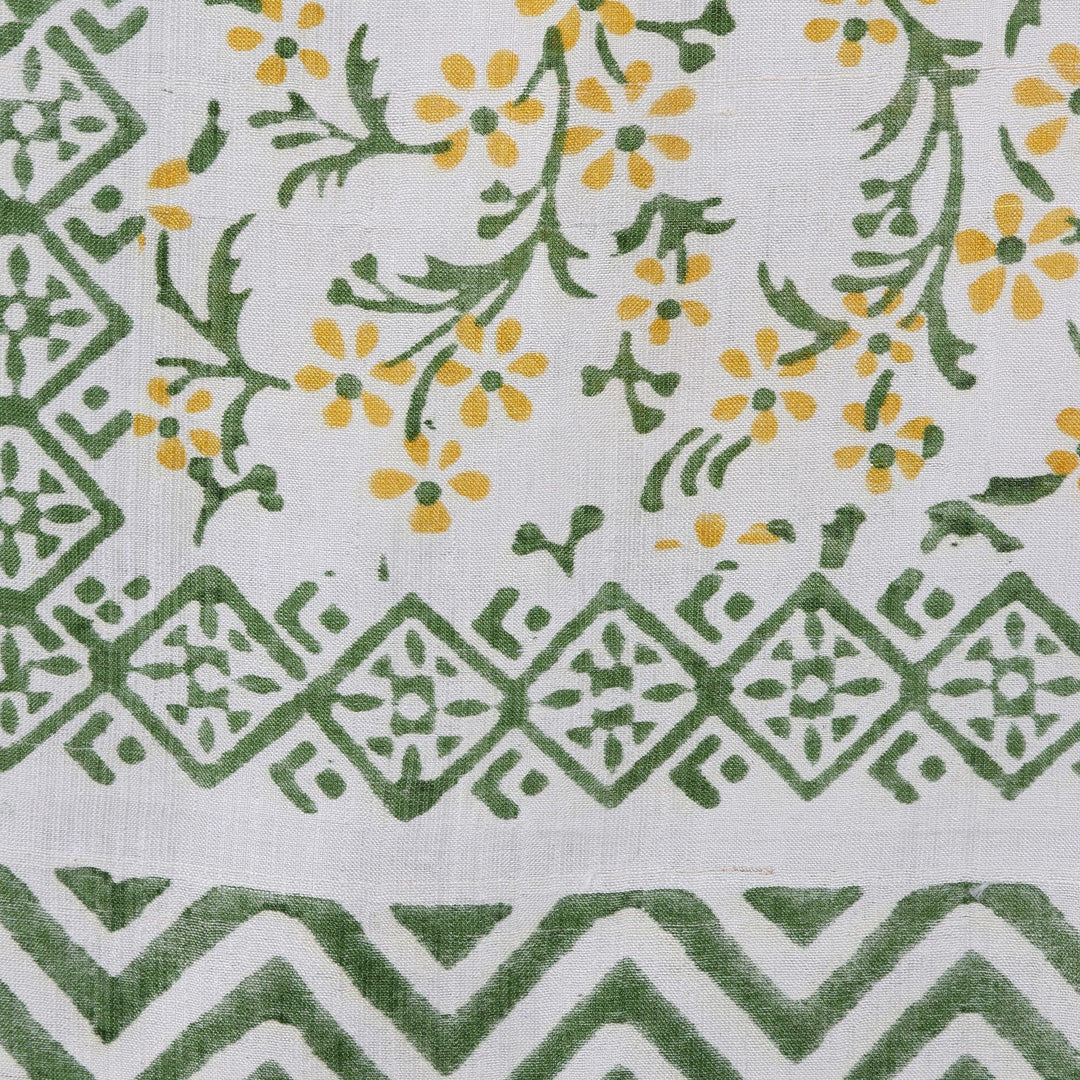 Block-Printed Floral Silk Wrap Scarf - Autumn Flowers