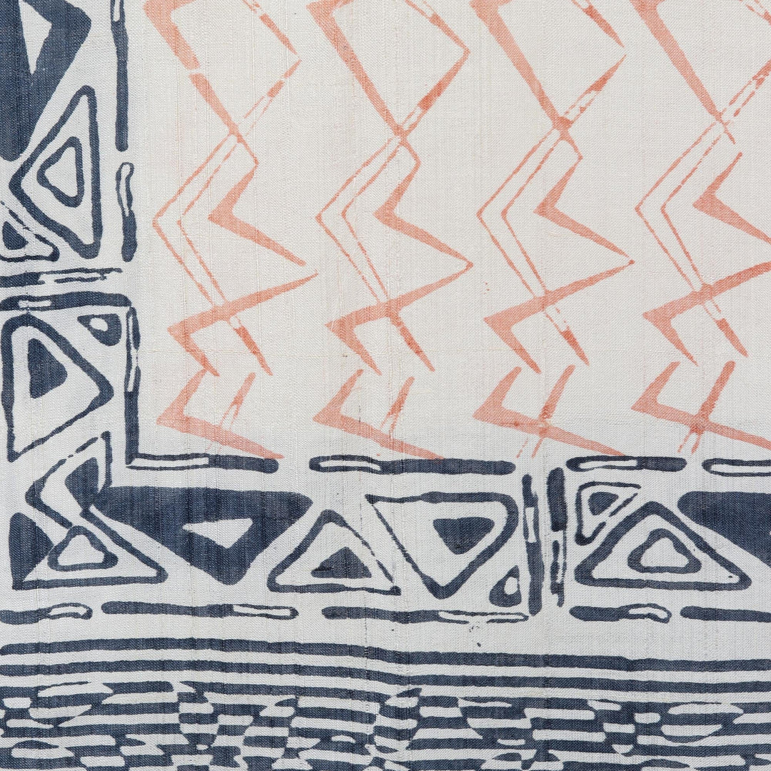 Block-Printed Geometric Silk Wrap Scarf from India - Modern Beauty