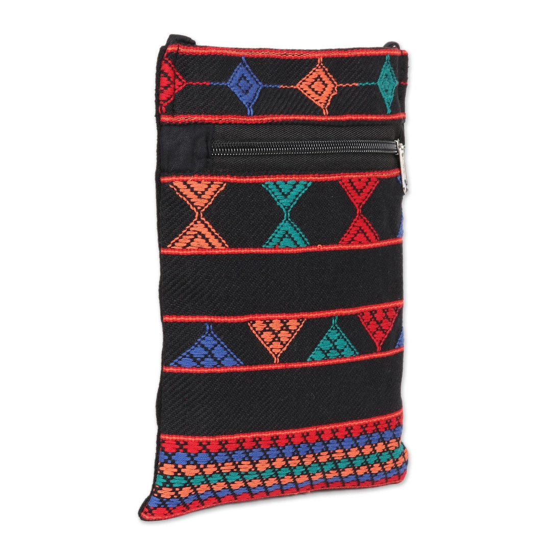 Geometric Cotton Sling in Black and Multicolor from India - Geometric Glory