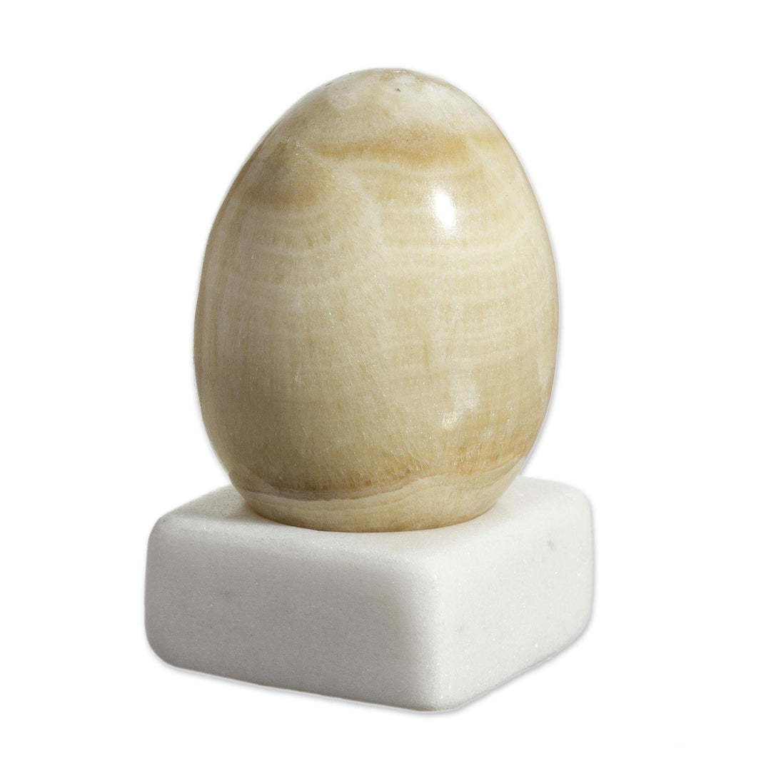 Egg-Shaped Calcite Gemstone Figurine - Cute Egg